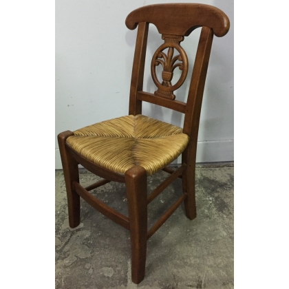 Children’s chair with straw seat and carved backrest by Moinat SA – Antiques and home décor