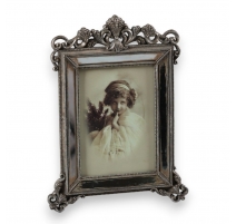 Photo frame in aged mirror, large