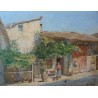 Paintings | Painting entitled ‘La Cour’, signed Henri HÉBERT Moinat SA  – Antiques and home décor