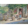 Paintings | Painting entitled ‘La Cour’, signed Henri HÉBERT Moinat SA  – Antiques and home décor