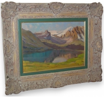 Tableau huile sur panneau "Vue des Alpes"