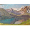 Paintings | Oil on panel painting ‘View of the Alps’ by Moinat SA  – Antiques and home décor