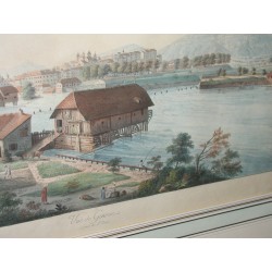 Engraving ‘View of Geneva’ by LEVEQUE.  at Moinat SA  – Antiques and decorative items –  Engravings, lithographs