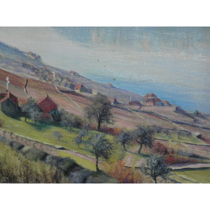 Paintings | Painting entitled ‘Le Lanciau et Epesse’ signed LÉPINARD Moinat SA  – Antiques and home décor