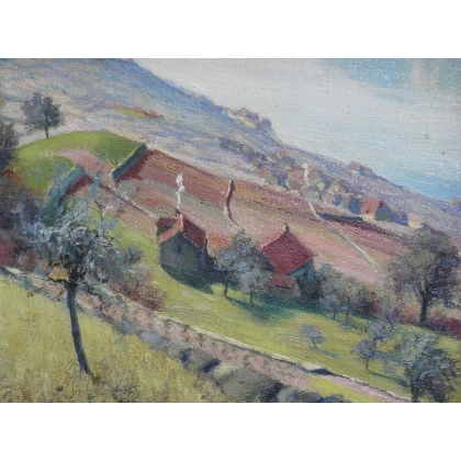 Paintings | Painting entitled ‘Le Lanciau et Epesse’ signed LÉPINARD Moinat SA  – Antiques and home décor