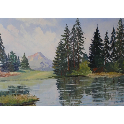 Paintings | Painting entitled ‘Les Paccots’ by G. PEITREQUIN, Moinat SA  – Antiques and home décor
