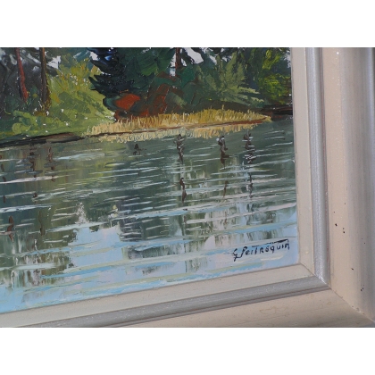 Paintings | Painting entitled ‘Les Paccots’ by G. PEITREQUIN, Moinat SA  – Antiques and home décor