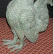 Sculpture "Coq", en bronze vert.