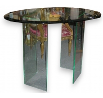 Table ovale, dessus en verre