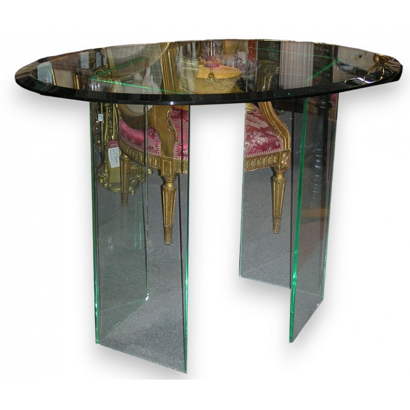 Table ovale, dessus en verre