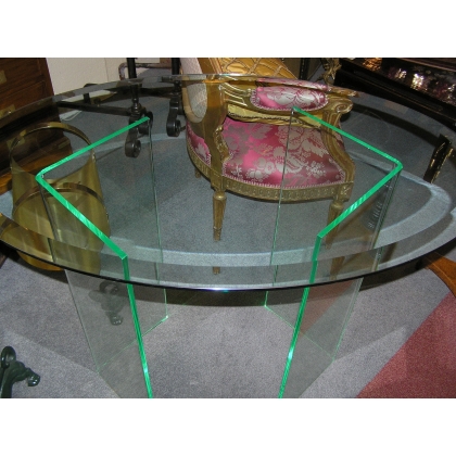  Table ovale, dessus en verre et sur  Moinat SA  - Antiquités décoration