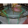  Table ovale, dessus en verre et sur  Moinat SA  - Antiquités décoration