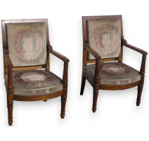 Paire de fauteuils Empire, en acajou.