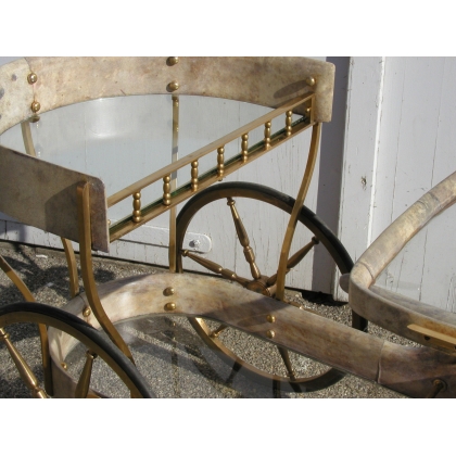 ALDO TURA three-wheeled serving trolley. Available from Moinat SA – Antiques and home décor