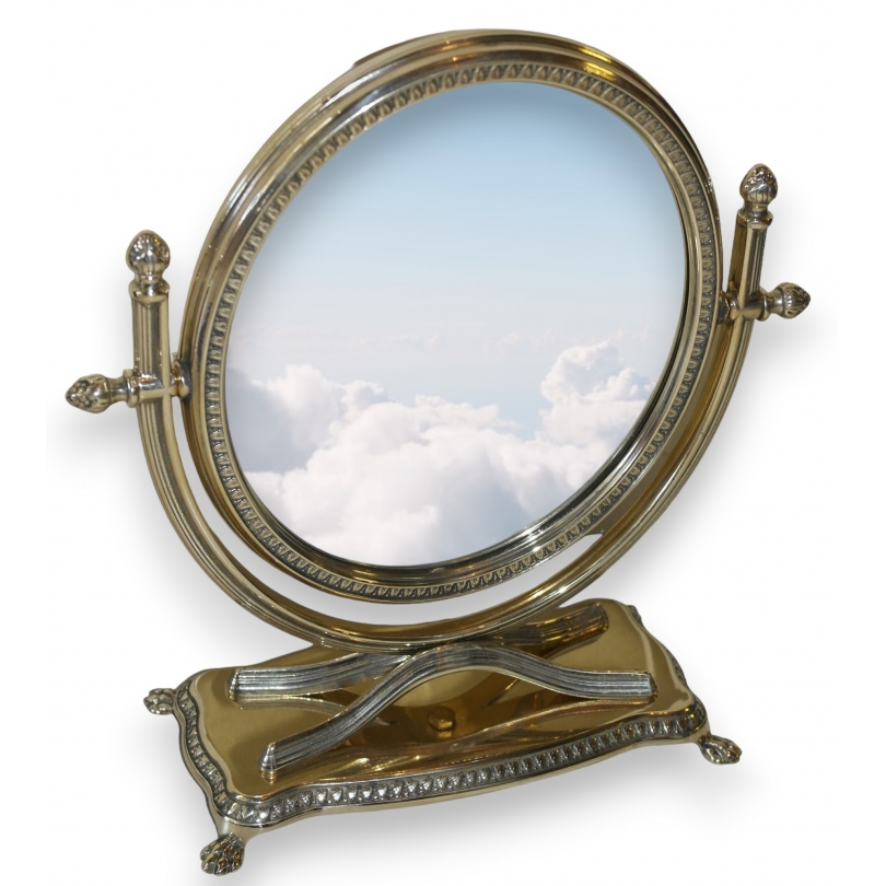Miroir de table rond en laiton