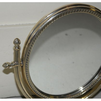 Round brass table mirror with a  Moinat SA  - Antiques and home décor