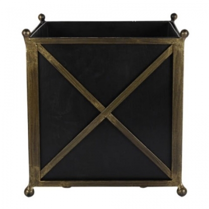 Planter square plate black and gold