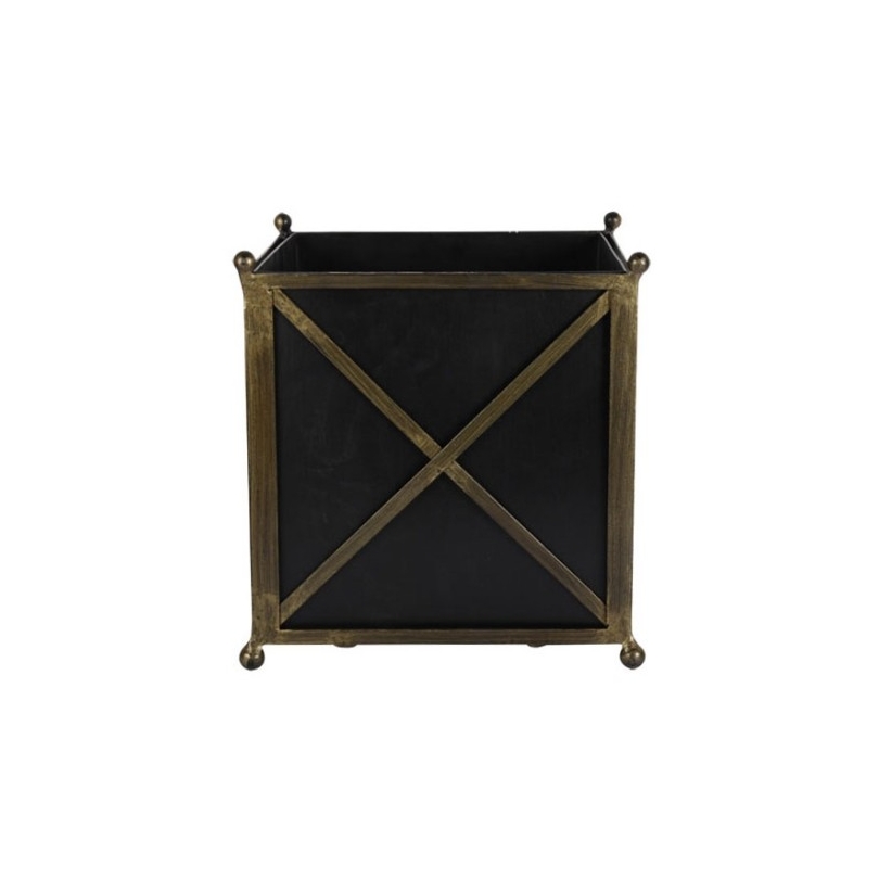 Planter square plate black and gold