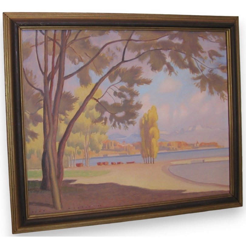Paintings | Painting entitled ‘Bord du lac’, signed MARTIN. Dated 33. Moinat SA  – Antiques and home décor