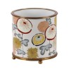 Cache-pot rond en porcelaine décor fleurs