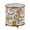 Cache-pot rond en porcelaine décor fleurs