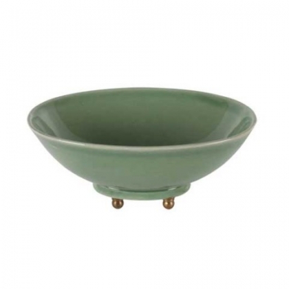 Coupe ovale en porcelaine céladon et