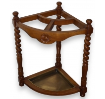 Porte parapluie d'angle en merisier