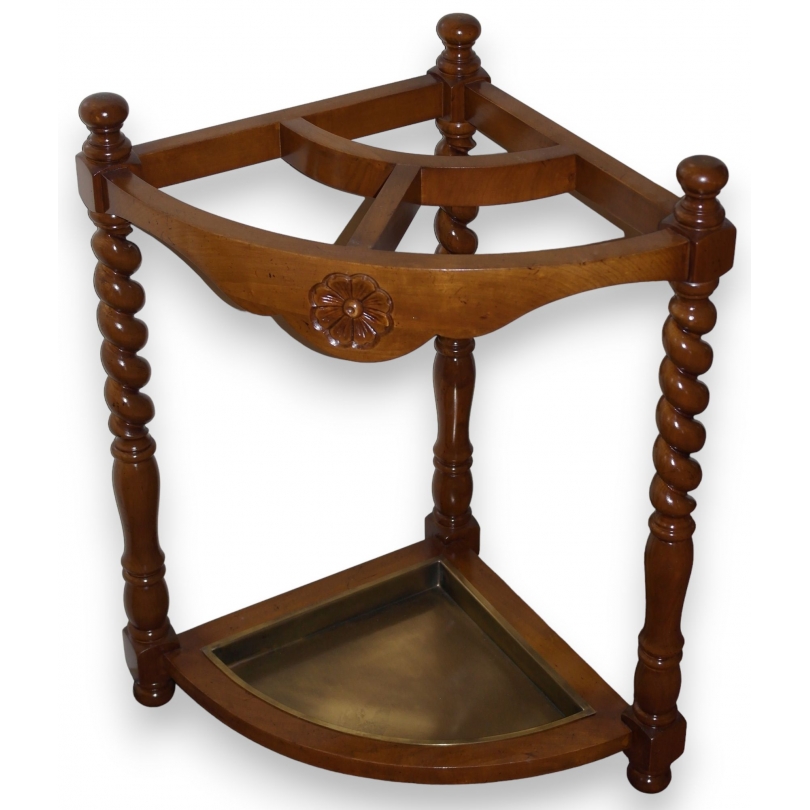 Porte parapluie d'angle en merisier