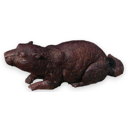 Marmotte couchée en bronze