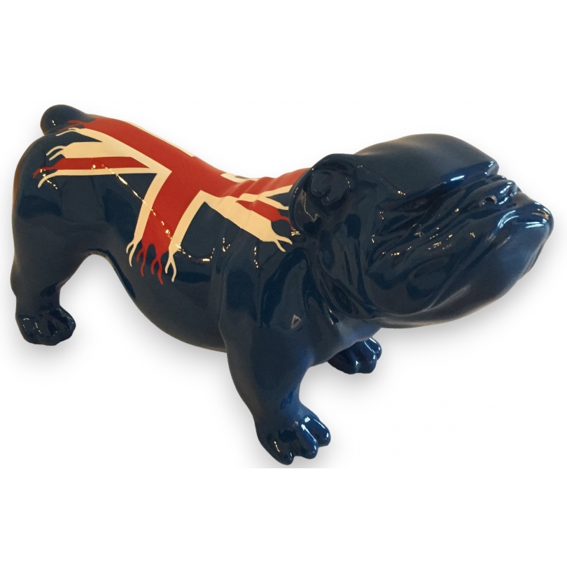 Bulldog anglais en résine bleu "Union Jack"