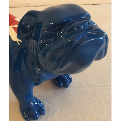Bulldog anglais en résine bleu \"Union Jack\"