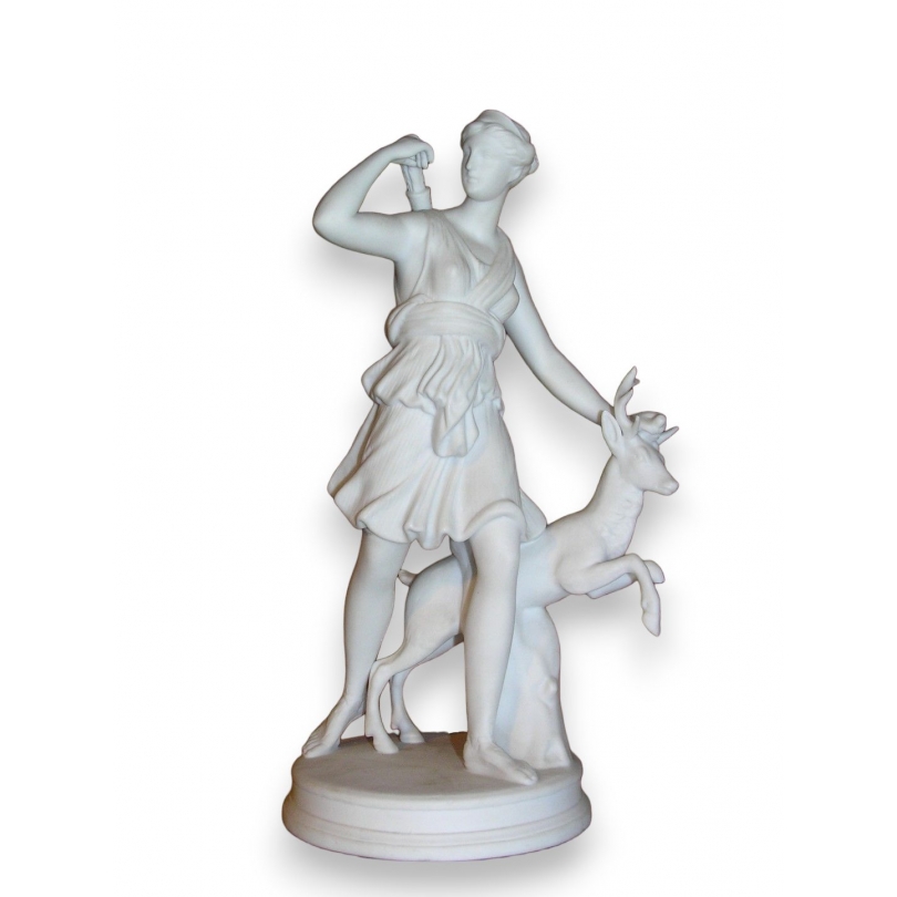 "Diane" biscuit porcelain statue at Moinat SA – Antiques and Decor