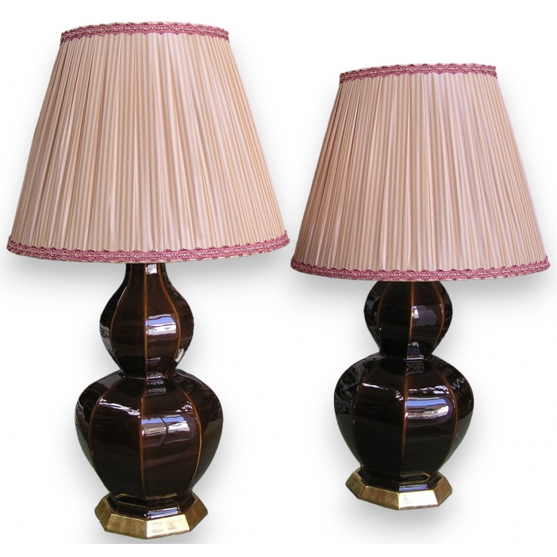  Paire de lampes, en céramique brune. sur  Moinat SA  - Antiquités décoration