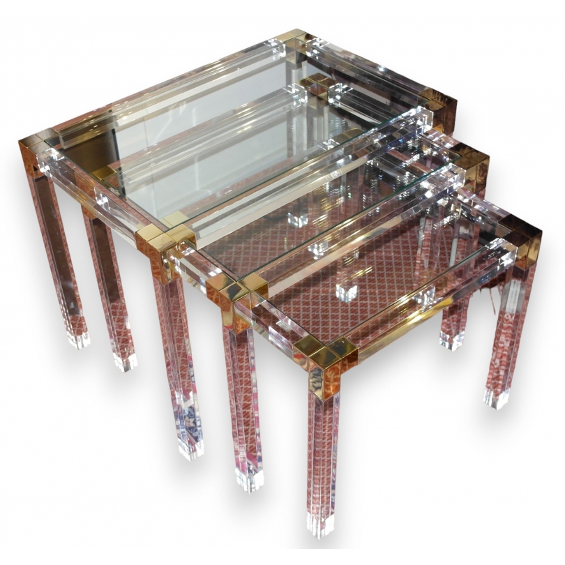  Lot de 3 tables gigognes "LUX" en sur  Moinat SA  - Antiquités décoration