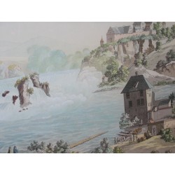Gravure "Vue de la chute du Rhin", de LORY.  sur Moinat SA  - Antiquités décoration -  Gravures, Lithos