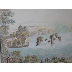 Gravure "Vue de la chute du Rhin", de LORY.  sur Moinat SA  - Antiquités décoration -  Gravures, Lithos