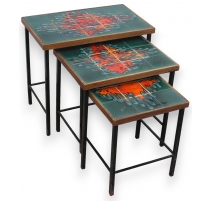 Lot de 3 tables gigognes années 60,