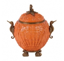 Boite en porcelaine orange avec