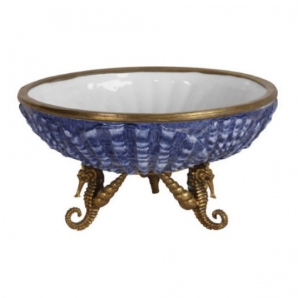 Bol en porcelaine bleue avec montures