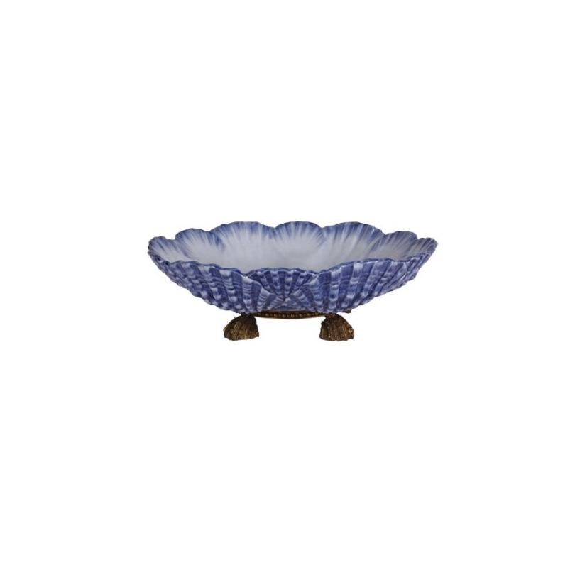 Coupe en porcelaine bleue "Coquillages"