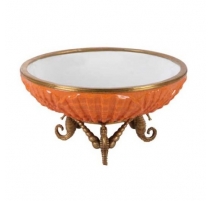 Bol en porcelaine orange avec montures