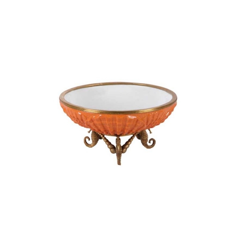 Bol en porcelaine orange avec montures