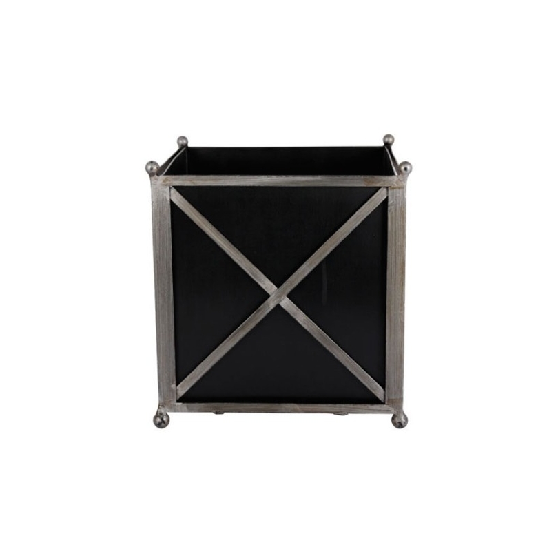 Large square planter made of black sheet metal at  Moinat SA  - Antiques and home décor