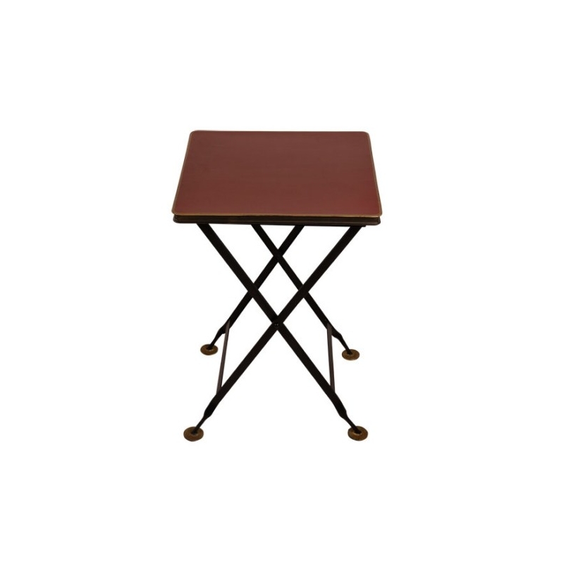  Table pliante en tôle rouge et filet or sur  Moinat SA  - Antiquités décoration