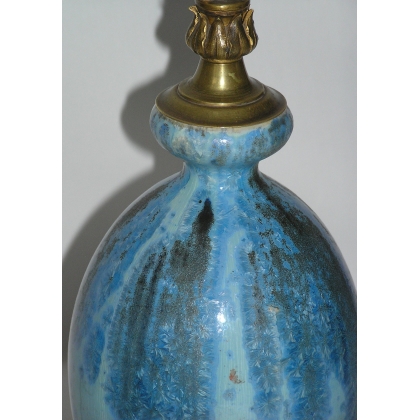 Lamp, made of iridescent stoneware. With a frame by  Moinat SA  - Antiques and home décor