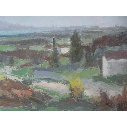 Paintings | Oil on panel painting ‘Landscape’, Moinat SA  – Antiques and home décor