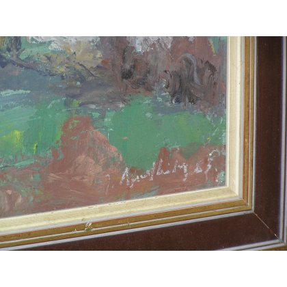 Paintings | Oil on panel painting ‘Landscape’, Moinat SA  – Antiques and home décor