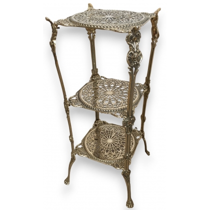 Table à 3 plateaux en laiton poli sur  Moinat SA  - Antiquités décoration