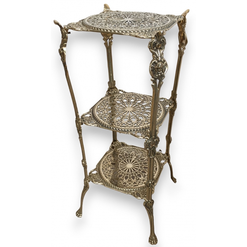  Table à 3 plateaux en laiton poli sur  Moinat SA  - Antiquités décoration