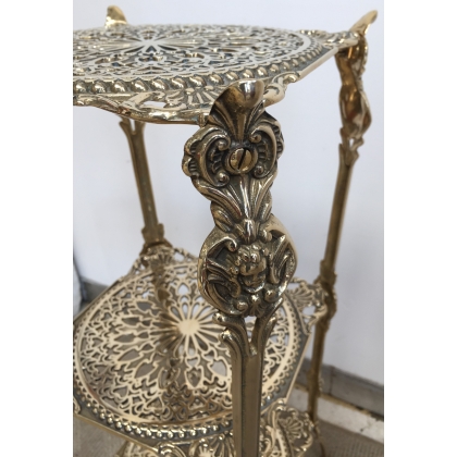  Table à 3 plateaux en laiton poli sur  Moinat SA  - Antiquités décoration